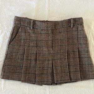 Brown Plaid Mini Skirt